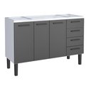Ver imagem 1 de Gabinete / Balcão de Cozinha Ju em Aço para Pia de 1.40m 3 Portas e 4 Gavetas Cor Preto/branco Cmax