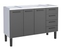 Ver imagem 1 de Gabinete / Balcão de Cozinha Ju em Aço para Pia de 1.40m 3 Portas e 4 Gavetas Cor Preto/branco Cmax