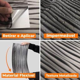 Papel de Parede Adesivo Lavavel Decor Onda Cinza Metalico - 6
