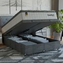 Ver imagem 1 de Cama Box Baú Casal Bipartido Colchão Comfort Class Pillowtop Branco/suede Cinza