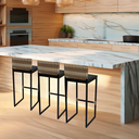 Ver imagem 6 de Kit 3 Banquetas Quadrada Junco Cappuccino para Balcão Ilha Cozinha Área Gourmet Bancada Piscina Bar