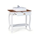 Ver imagem 2 de Bancada Aparador Mini Lavabo com Cuba 1 Gaveta Pés Luiz Xv Dália 3062 - Branco/imbuia Glazer