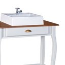 Ver imagem 4 de Bancada Aparador Mini Lavabo com Cuba 1 Gaveta Pés Luiz Xv Dália 3062 - Branco/imbuia Glazer