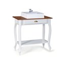 Ver imagem 1 de Bancada Aparador Mini Lavabo com Cuba 1 Gaveta Pés Luiz Xv Dália 3062 - Branco/imbuia Glazer