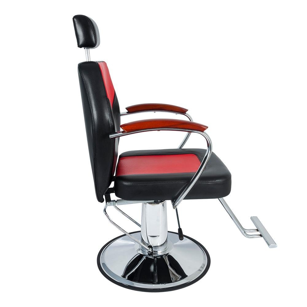 Cadeira Hidráulica Reclinável Barbeiro Salão Pelegrin PEL-5513 Preto e Vermelho - 4
