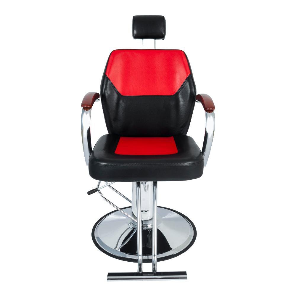 Cadeira Hidráulica Reclinável Barbeiro Salão Pelegrin PEL-5513 Preto e Vermelho - 1