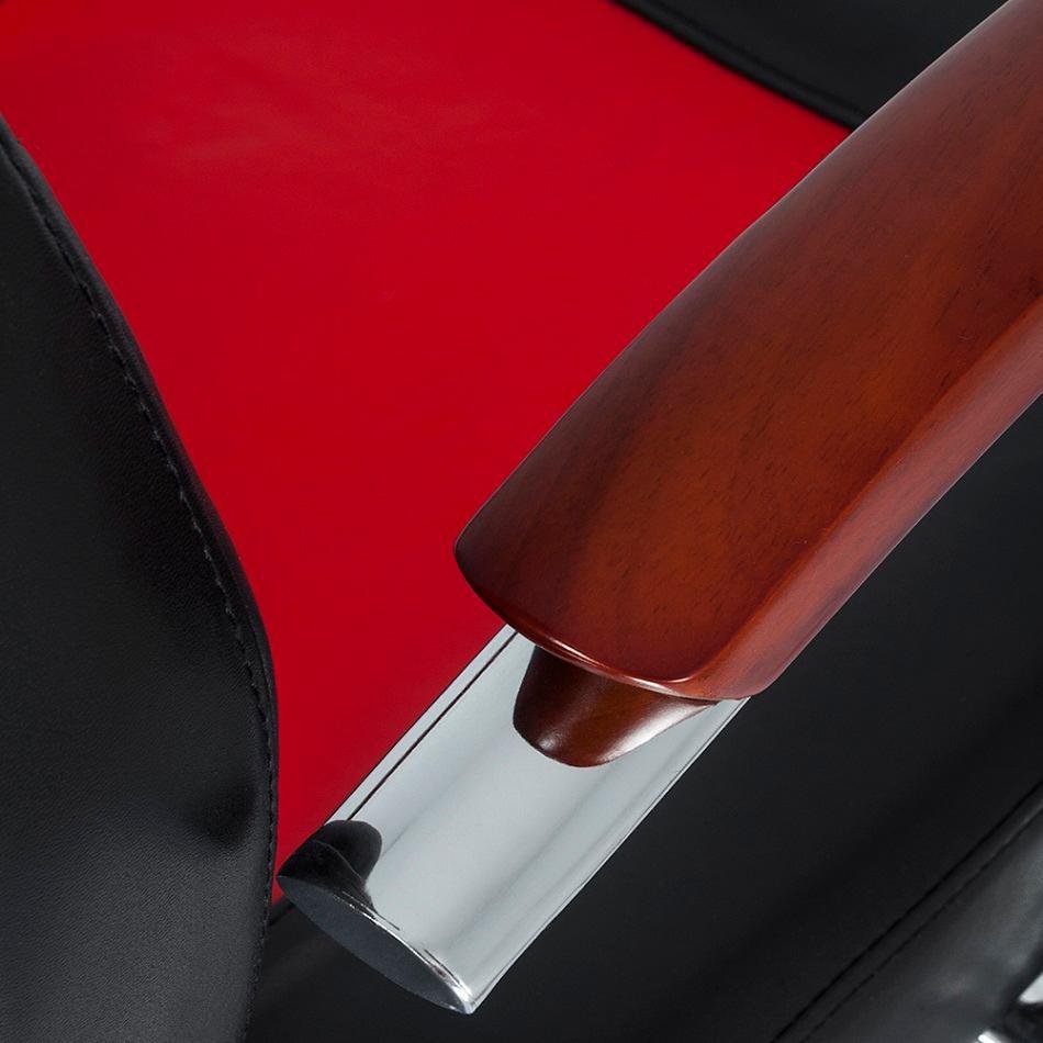 Cadeira Hidráulica Reclinável Barbeiro Salão Pelegrin PEL-5513 Preto e Vermelho - 6