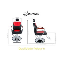 Cadeira Hidráulica Reclinável Barbeiro Salão Pelegrin PEL-5513 Preto e Vermelho - 2