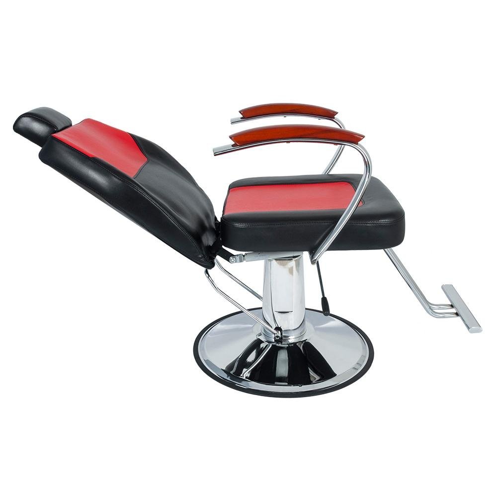 Cadeira Hidráulica Reclinável Barbeiro Salão Pelegrin PEL-5513 Preto e Vermelho - 3