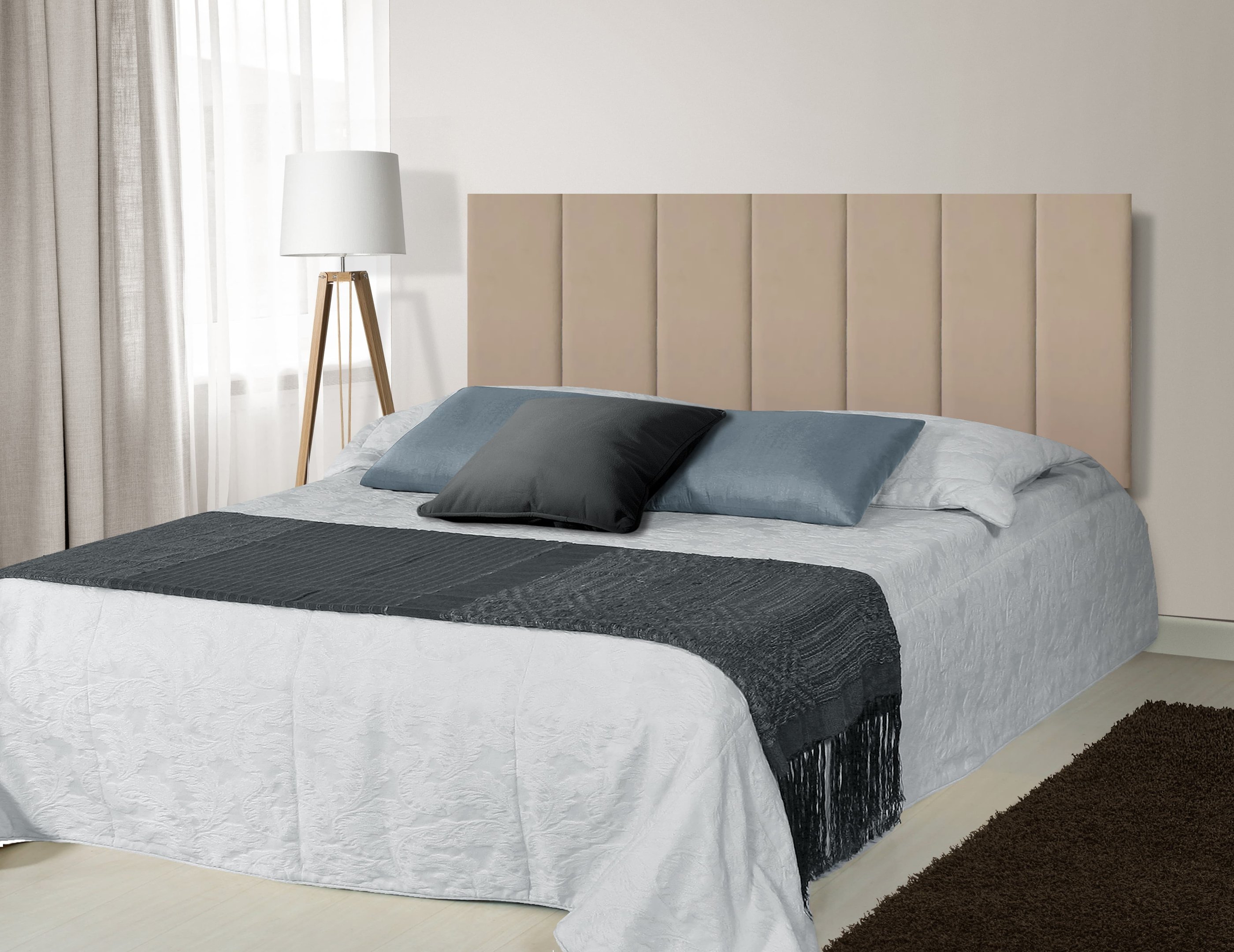 Cabeceira Modular Paris Tecido Veludo King 200 Cm 10 Modulos:bege