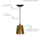 Ver imagem 2 de Pendente Luminária de Teto Cúpula Baldinho Retrô Suporte Plástico - Soquete E-27 – Abf Luminárias:do