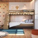 Ver imagem 1 de Cama Beliche Infantil Bicama 2,32m com Escada, Nichos e Gavetas Aveiro/Oak- Completa Móveis