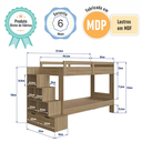 Ver imagem 6 de Cama Beliche Infantil Bicama 2,32m com Escada, Nichos e Gavetas Aveiro/Oak- Completa Móveis