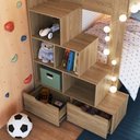 Ver imagem 5 de Cama Beliche Infantil Bicama 2,32m com Escada, Nichos e Gavetas Aveiro/Oak- Completa Móveis