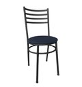 Ver imagem 2 de Conjunto 6 Cadeiras Jantar de Metal Preto e Assento Estofado Azul Escuro