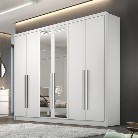 Guarda Roupa Robust c/ Espelho 6 Portas 6 Gavetas Nh Rei de Casa Neve
