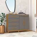 Ver imagem 3 de Cômoda Sapateira Sirius 2 Portas 5 Gavetas Nature Alasca para Calçados e Roupas
