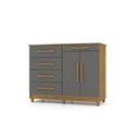 Ver imagem 1 de Cômoda Sapateira Sirius 2 Portas 5 Gavetas Nature Alasca para Calçados e Roupas