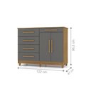 Ver imagem 2 de Cômoda Sapateira Sirius 2 Portas 5 Gavetas Nature Alasca para Calçados e Roupas