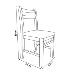 Jogo de Mesa de Madeira Fixo Floripa 1,20x70 Imbuia Pé H com 4 Cadeiras Estofado Preto - 4
