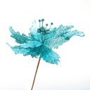 Ver imagem 2 de Kit 2 Flores Decoração Natal Artificial Glitter Azul 30cm