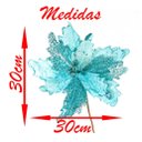 Ver imagem 3 de Kit 2 Flores Decoração Natal Artificial Glitter Azul 30cm