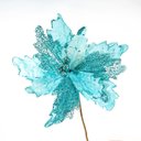 Ver imagem 1 de Kit 2 Flores Decoração Natal Artificial Glitter Azul 30cm