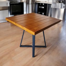 Mesa Madeira Maciça Quadrada 80x80 Pés de Ferro Moderna - 2