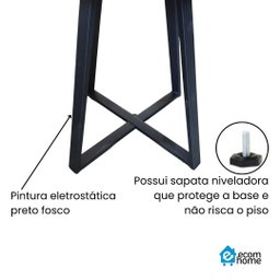 Mesa Madeira Maciça Quadrada 80x80 Pés de Ferro Moderna - 4