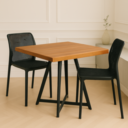 Mesa Madeira Maciça Quadrada 80x80 Pés de Ferro Moderna - 1