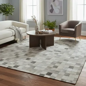 Tapete de Couro Quadriculado 2,00 X 1,50 M Cinza