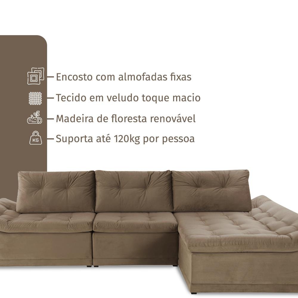 Sofá Milos 4 lugares e chaise 3,25m  - 3