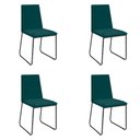 Ver imagem 1 de Kit 4 Cadeiras de Jantar Cozinha Industrial Lexa Veludo - Élpis Móveis - Verde - Preta