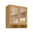 Ver imagem 2 de Armário Aéreo 2 Portas Vidro 100% MDF 80cm Malta Marrom/Amêndoa Espresso Móveis