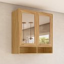 Ver imagem 1 de Armário Aéreo 2 Portas Vidro 100% MDF 80cm Malta Marrom/Amêndoa Espresso Móveis
