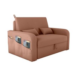 Sofá Cama Lady Day 2 Lugares Conforto Veludo Ferrugem Matrix Sala com Baú - 1