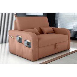Sofá Cama Lady Day 2 Lugares Conforto Veludo Ferrugem Matrix Sala com Baú - 2