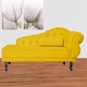 Ver imagem 1 de Recamier Divã Sofá Namoradeira 2 Lugares Lado Esquerdo Capitonê Suede Amarelo