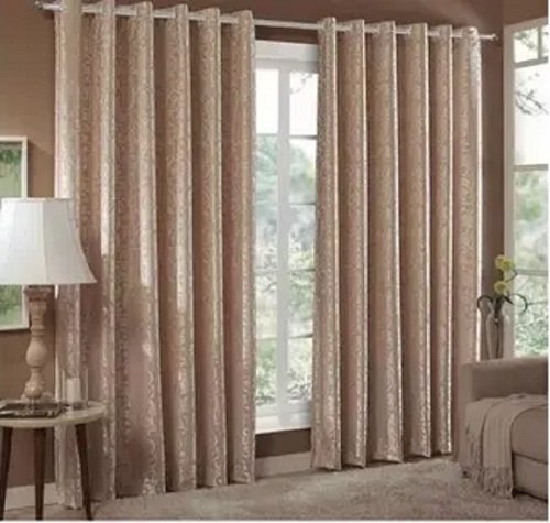 Cortina Jacquard Sala e Quarto 6,00x2,50 Bege Ilhós Quadrado Cromado