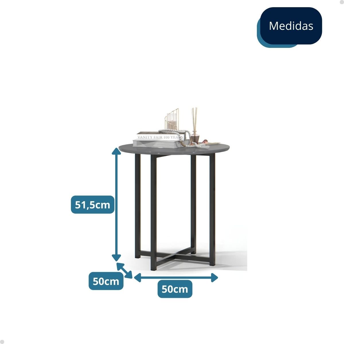 Mesa Lateral Redonda para Sala - Mod.3046 Cor:cinza - 7