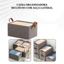 Ver imagem 3 de Kit 3 Caixa Organizadora Multiuso Empalhável Tecido e Metal