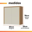Ver imagem 4 de Armário Aéreo de Cozinha 0,80m 2 Portas 100% Mdf Cléo Madeirado/off White Nesher