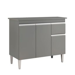 Balcão Gabinete para Pia 100cm 2 Portas Andréia Cinza - Ajl Móveis - 2