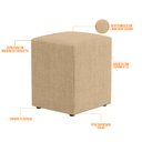 Ver imagem 2 de Kit 02 Puffs Quadrado L02 Decorativo Linho Bege Escuro - Lyam Decor