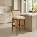 Ver imagem 1 de Banqueta Alta Cozinha Gourmet Balcão Estofada Encosto Suede
