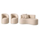 Ver imagem 2 de Conjunto Decorativo 02 Poltronas + Sofá Curvo Orgânico Nature Gaia Boucle Bege - Montanaris Decor