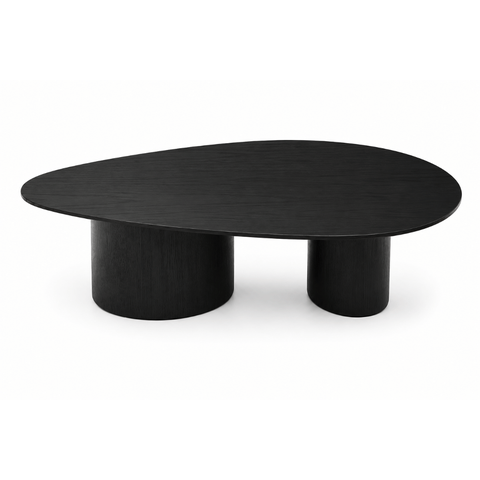 Mesa de Centro Orgânica Alta 118cm em MDF e Lâmina Natural de Tauari Scarlet Oona Design Preto