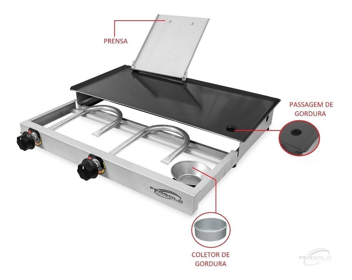 Chapa de Lanche Hambúrguer com Prensa 30x60 Á Gás + - 6