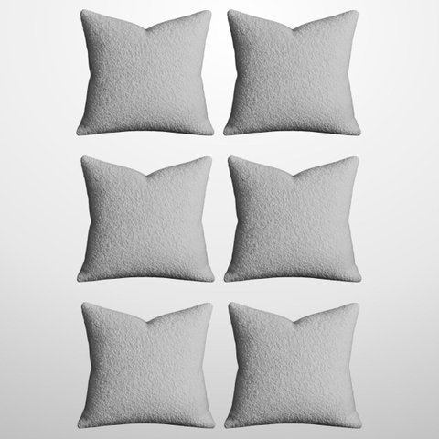Kit 6 Capas de Almofada Bouclé 50x50 Decorativa Cinza Claro