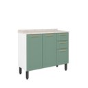 Ver imagem 1 de Balcão de Aço com Tampo 3 Portas 2 Gavetas Colors Bertolini - Verde/branco